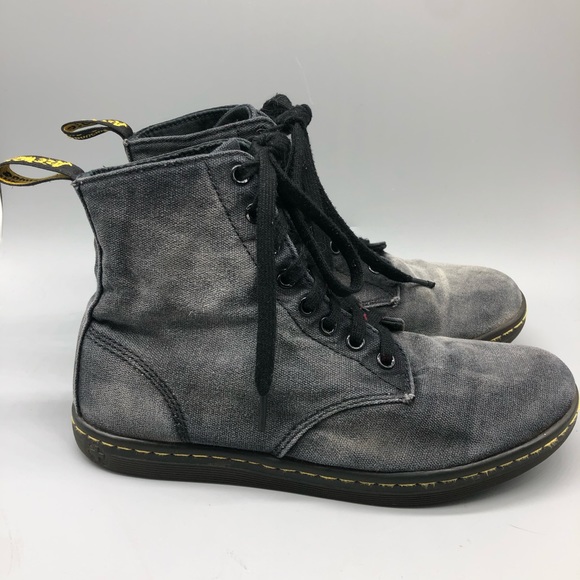 Dr. Martens Shoes - Dr. Doc Martens faded canvas lace-up combat boots
